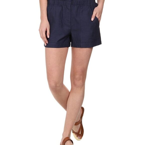 Bcbgmaxazria Addison Paper Bag Shorts Navy Blue M - Picture 7 of 7